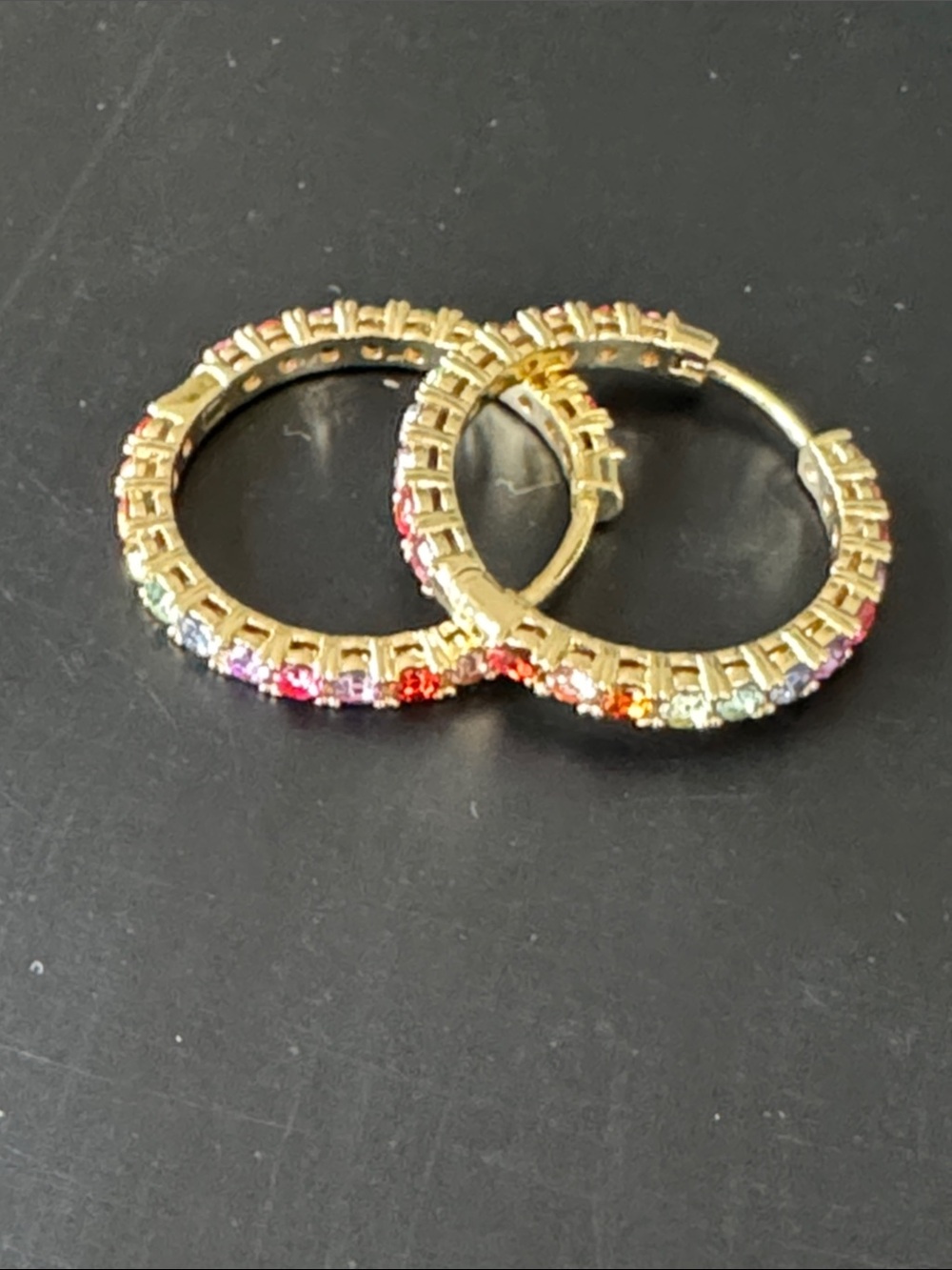 J. Crew Gold-Tone Hoop Earrings with Multicolor Crystals